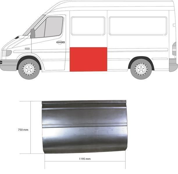 Обшивка боковины на средний сегмент левая Mercedes Sprinter / VW LT 1995-2006 3546011 фото