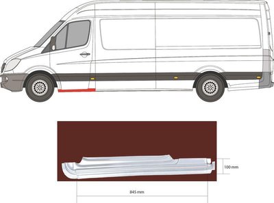 Порог передний левый Mercedes Sprinter 906 (Мерседес Спринтер 906) 2006-2018 50654113 / 3547043 фото