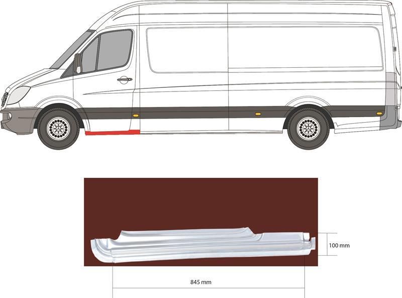 Порог передній лівий Mercedes Sprinter 906 (Мерседес Спрінтер 906) 2006-2018 50654113 / 3547043 фото