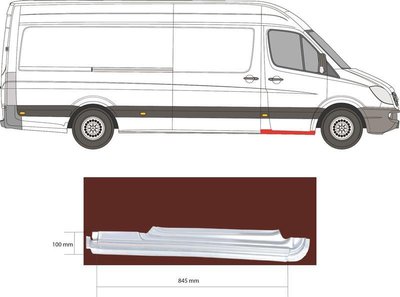 Порог передній правий Mercedes Sprinter 906 (Мерседес Спрінтер 906) 2006-2018 50654213 / 3547044 фото