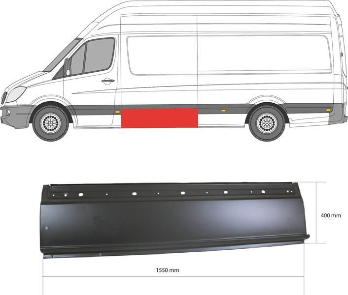 Порог левый средний Mercedes Sprinter 906 (Мерседес Спринтер 906) 2006-2018 506583-1 / 3547001 фото